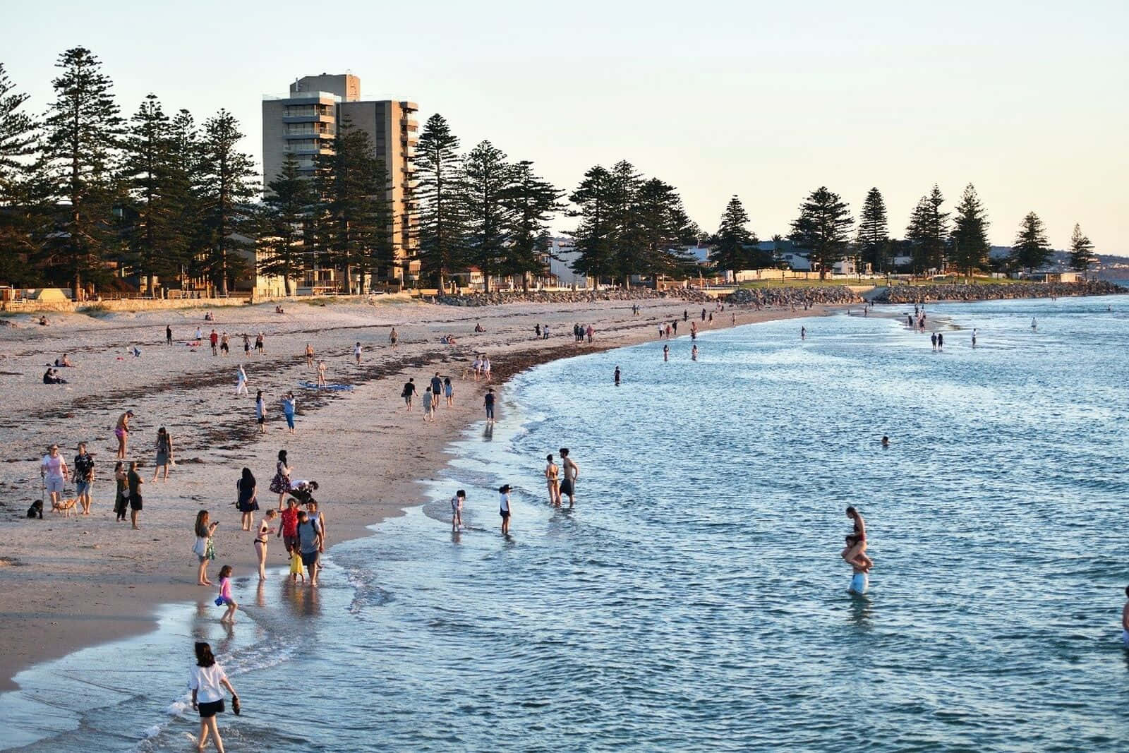 Glenelg Beach Sunset Crowd Wallpaper