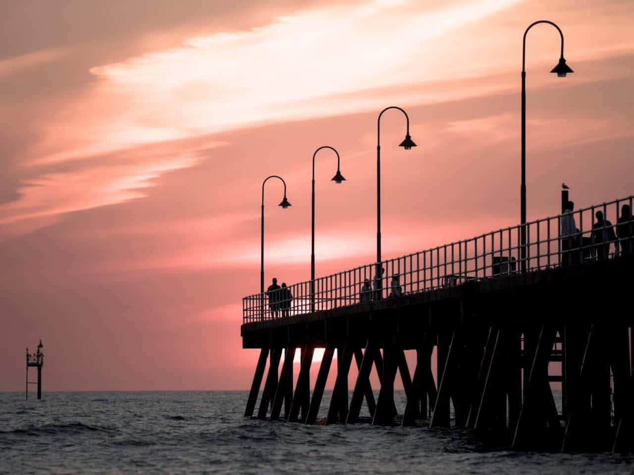 Glenelg Pier Sunset Silhouette Wallpaper