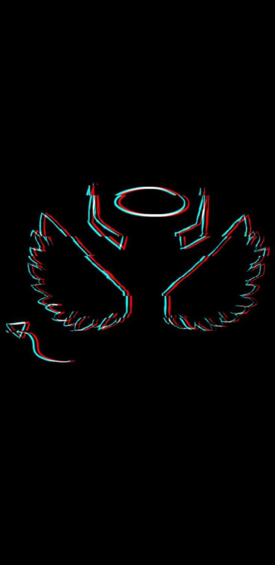 Glitch Angel Aesthetic Dark Background Wallpaper