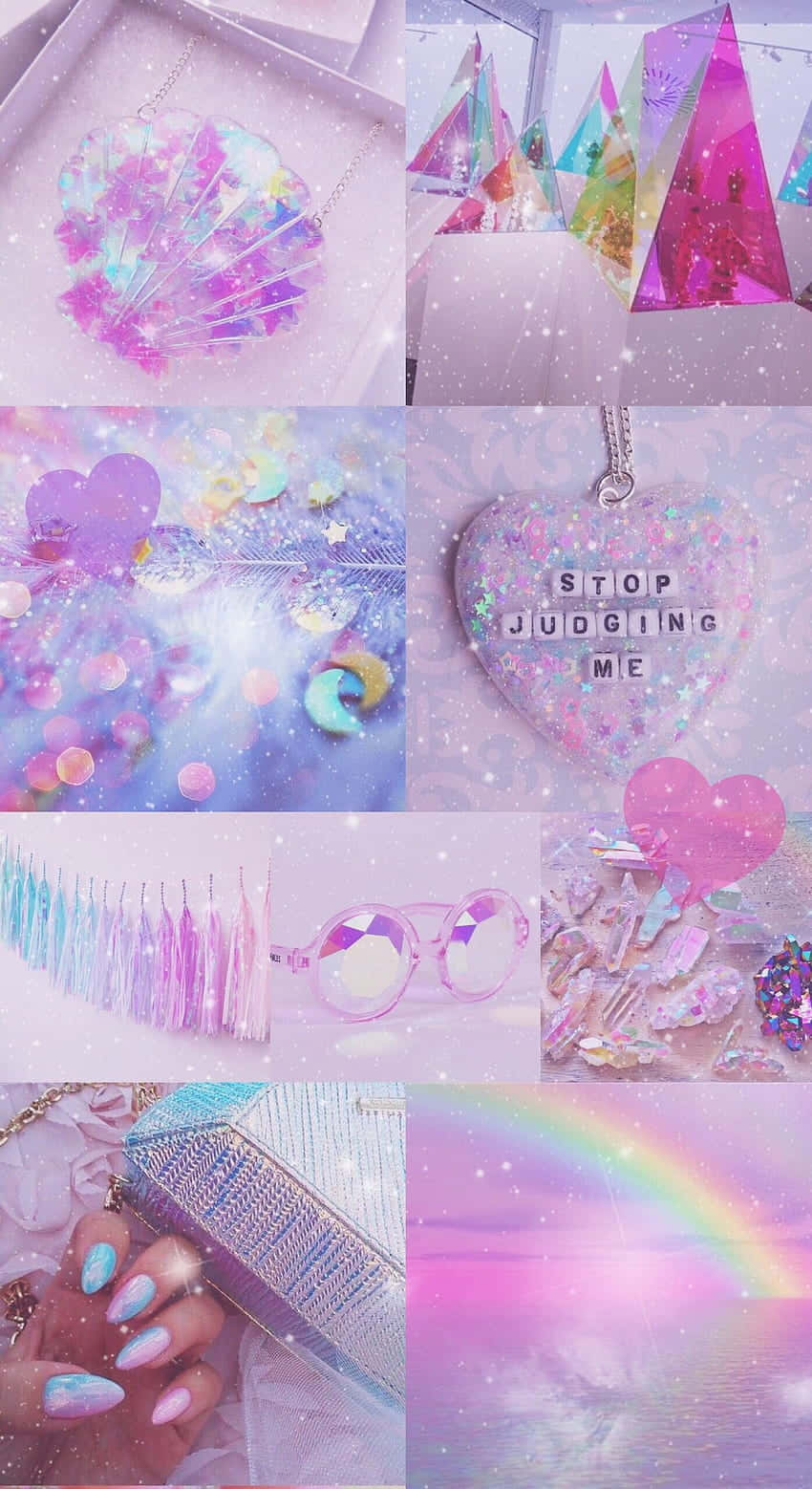 Glitter Aesthetic Collage Pastel Tones Wallpaper