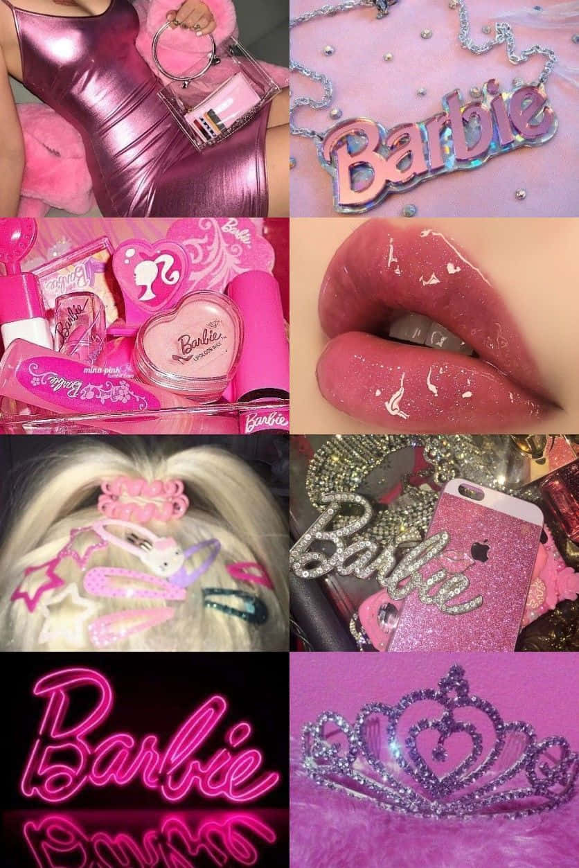 Glitter Barbie Aesthetic Collage Wallpaper