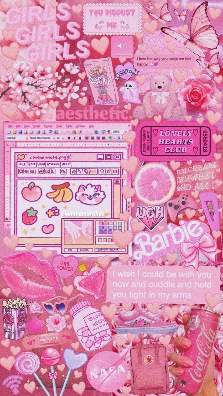 Glitter Barbie Aesthetic Collage Wallpaper