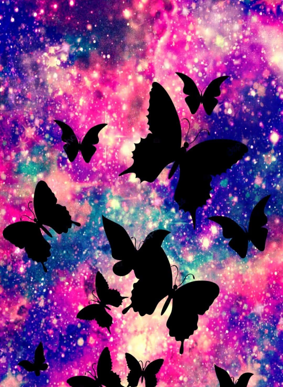 Glitter Galaxy Butterflies Wallpaper