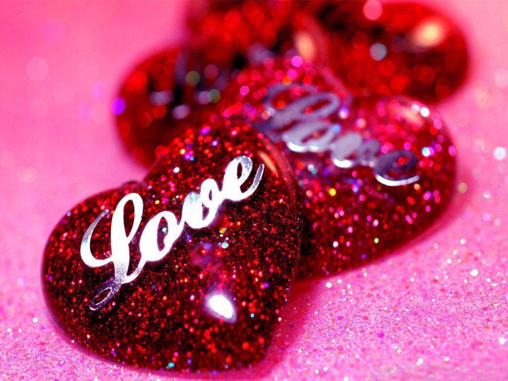 Glittering Love Hearts Wallpaper