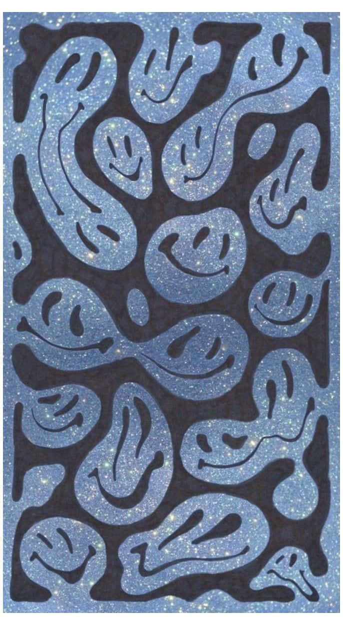 Glittery_ Blue_ Smiley_ Pattern.jpg Wallpaper