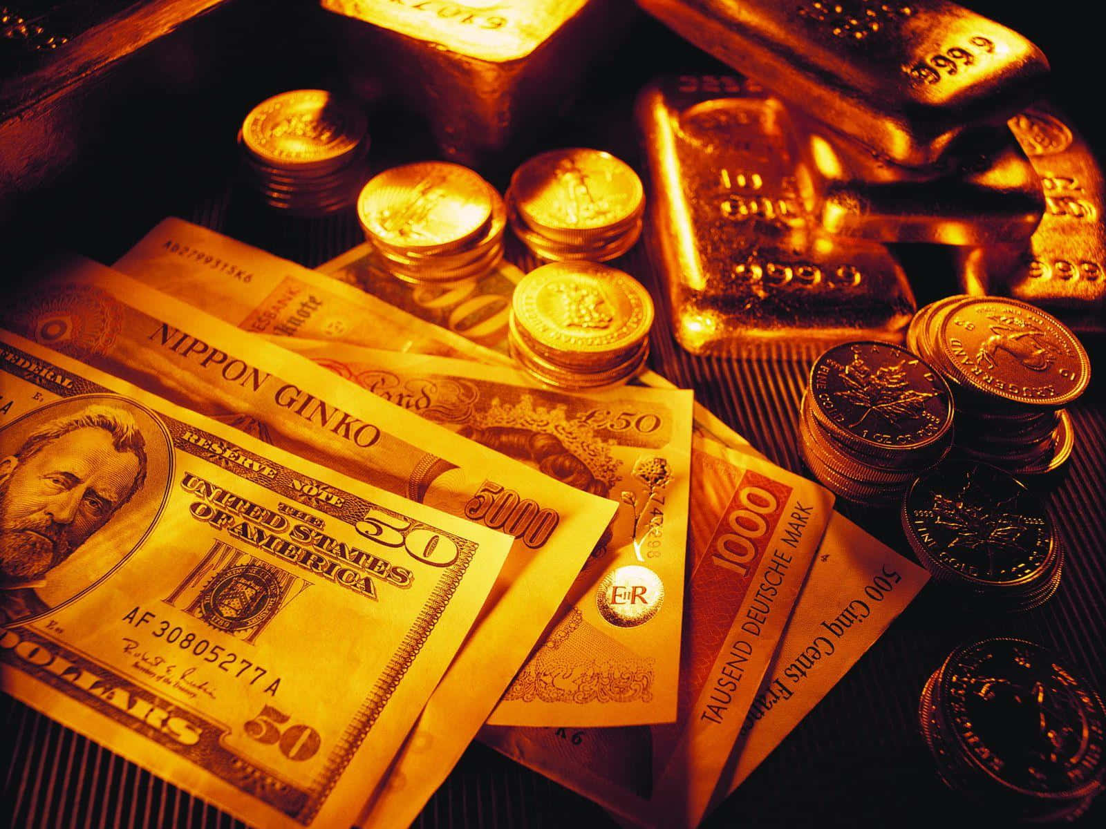 Global Currencyand Gold Bars Wallpaper