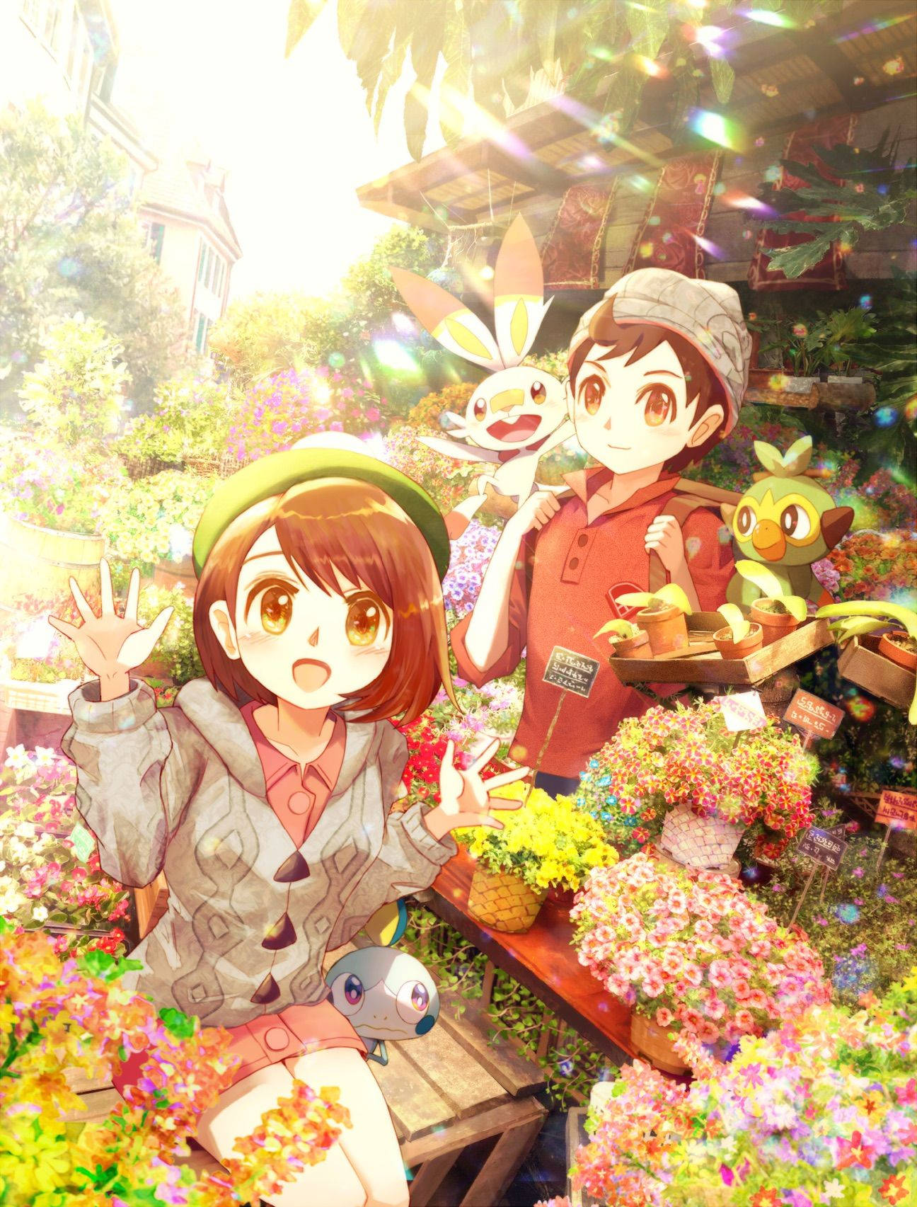 Gloria And Victor Stand Together In Pokemon Sword And Shield Wallpaper