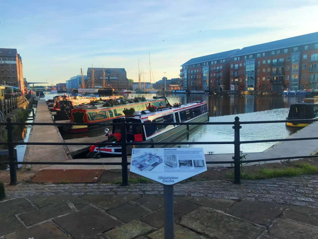 Gloucester Docks Sunset Canal Boats Wallpaper