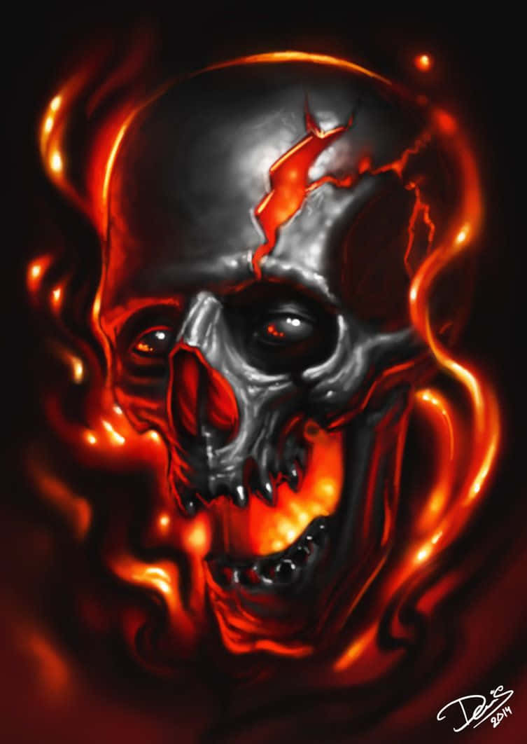 'glow Red Hot With This Flame Skull Wallpaper' Wallpaper