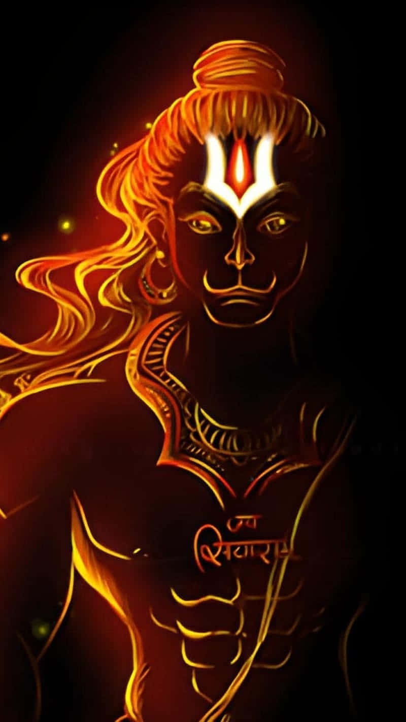 Glowing Artworkof Lord Hanuman Wallpaper