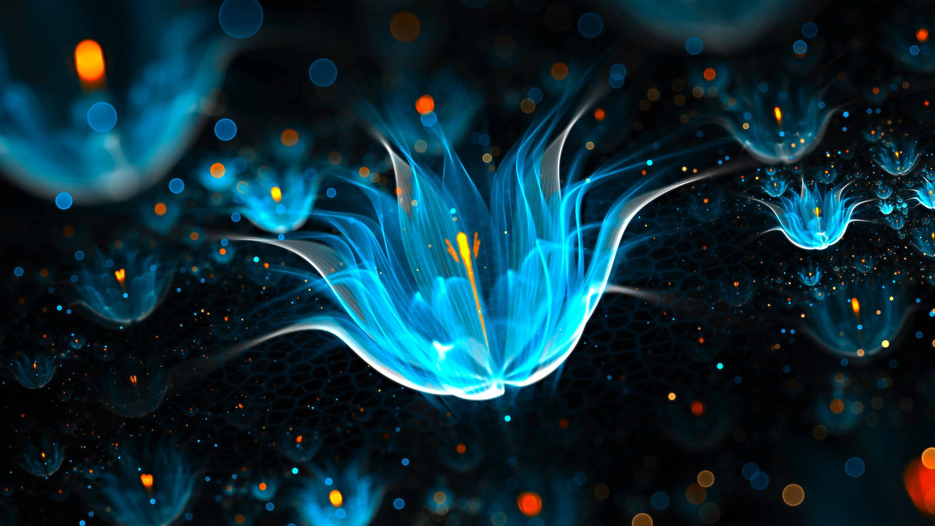 Glowing Blue Flower Pc Wallpaper