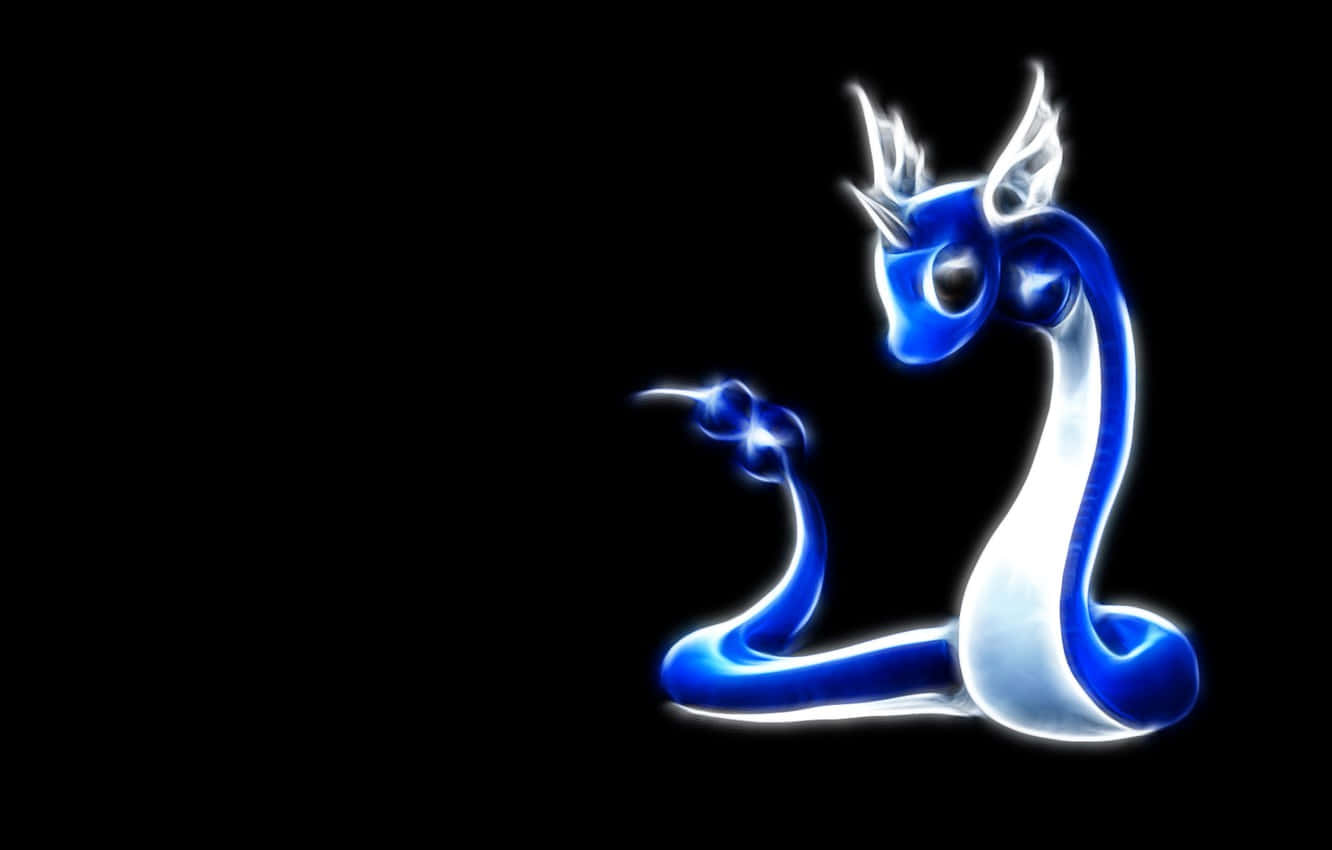 Glowing Dragonair Illustration On Black Background Wallpaper