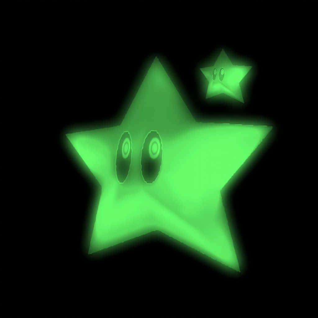 Glowing_ Green_ Stars_ Cyber_ Y2 K_ Aesthetic Wallpaper