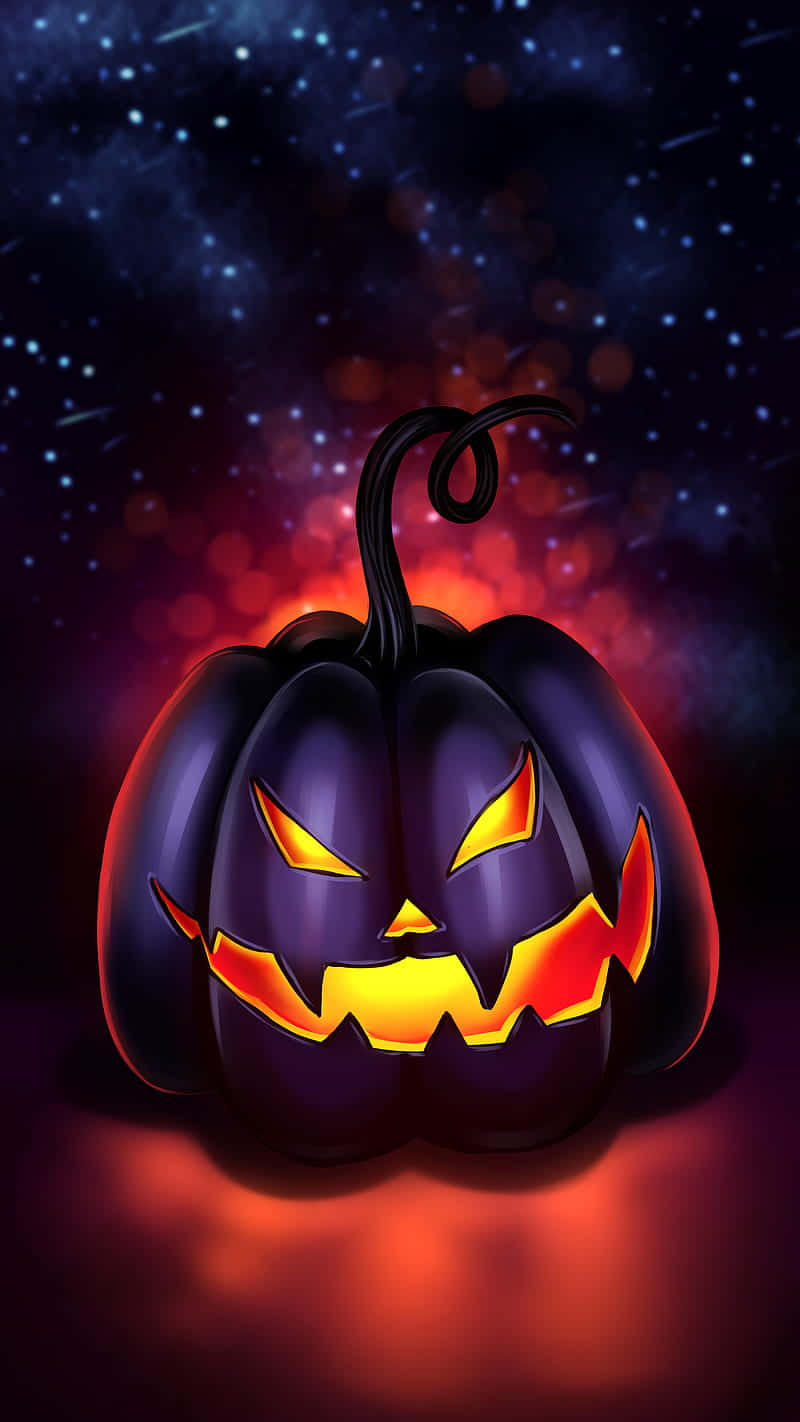 Glowing Halloween Pumpkin Aesthetic Wallpaper