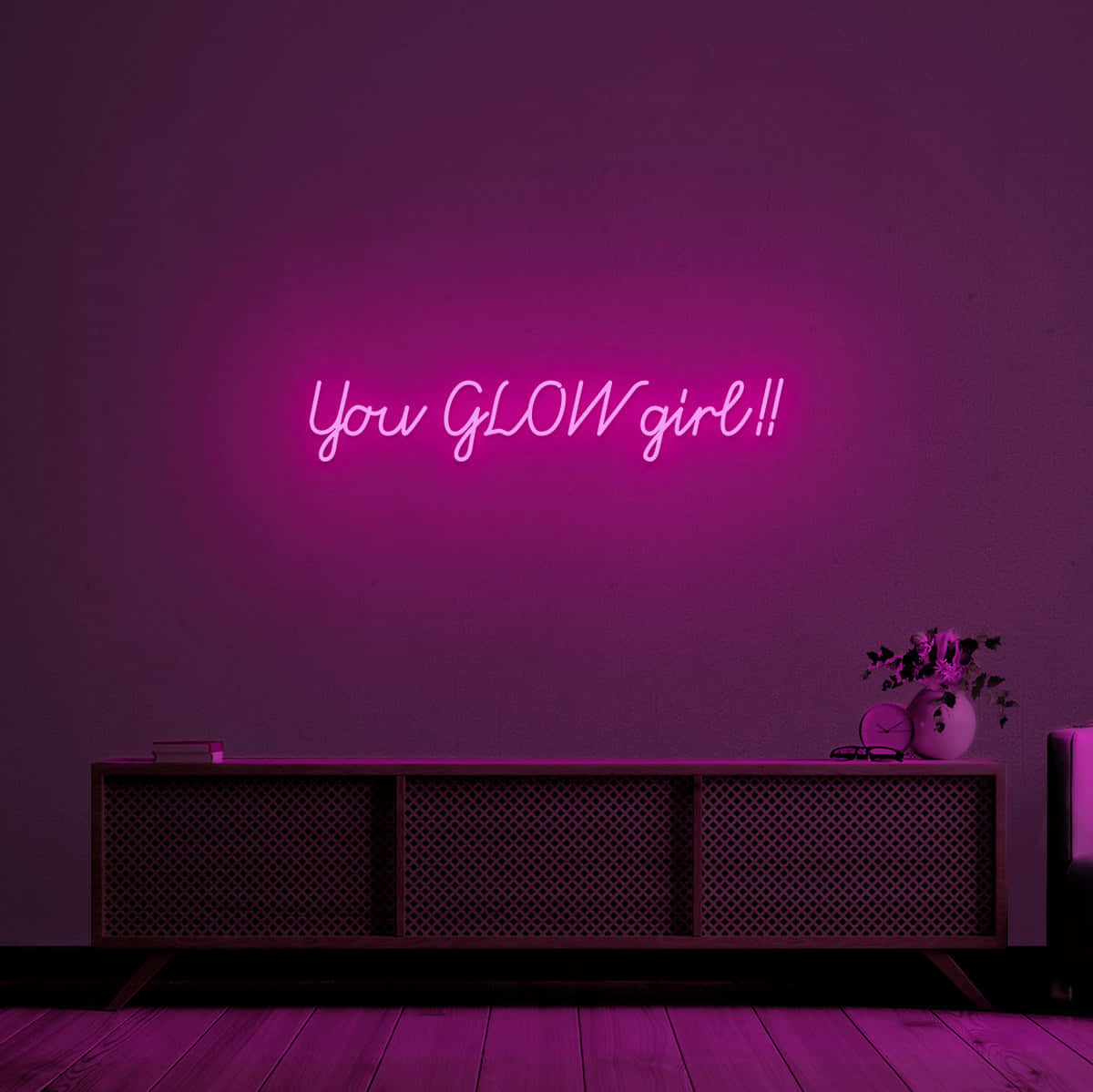 Glowing Pink Inspirational Wall Art Wallpaper