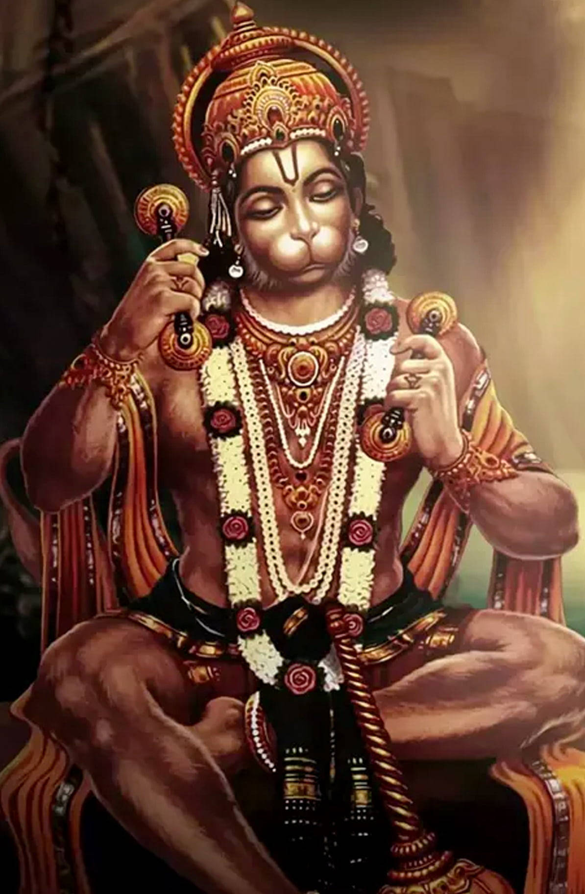 God Hanuman Brown Aesthetic Phone Wallpaper