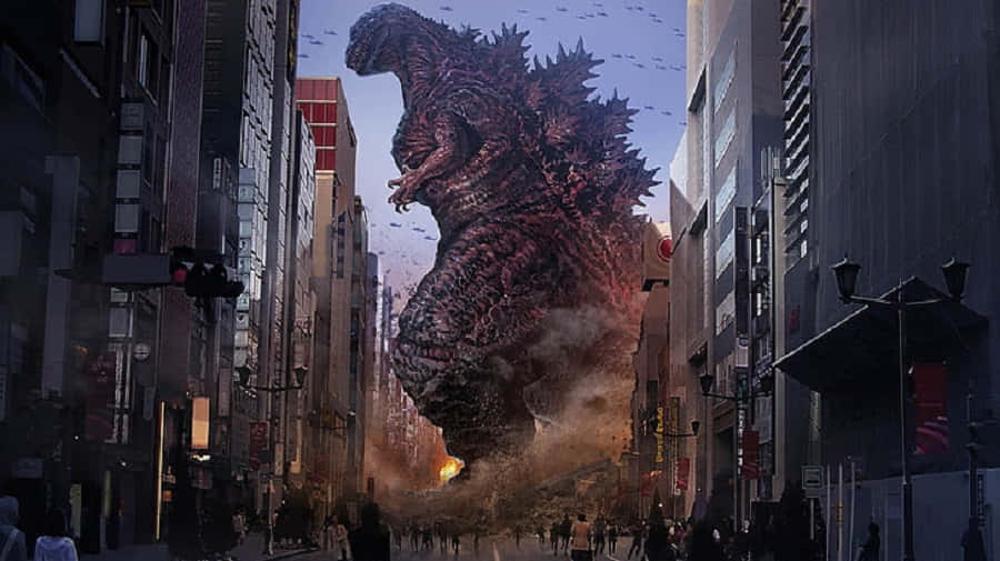 Godzilla Terrorizes A Metropolis Wallpaper