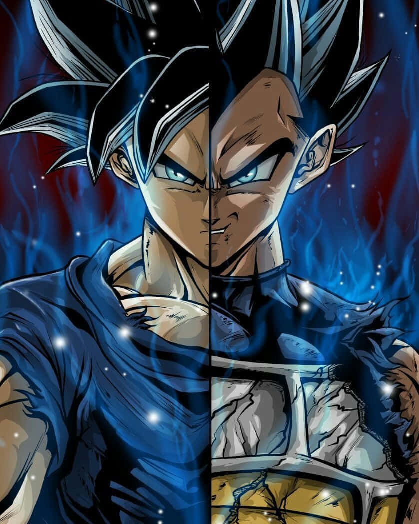 Goku And Vegeta Teaming Up In An Epic Battle Scene Wallpaper