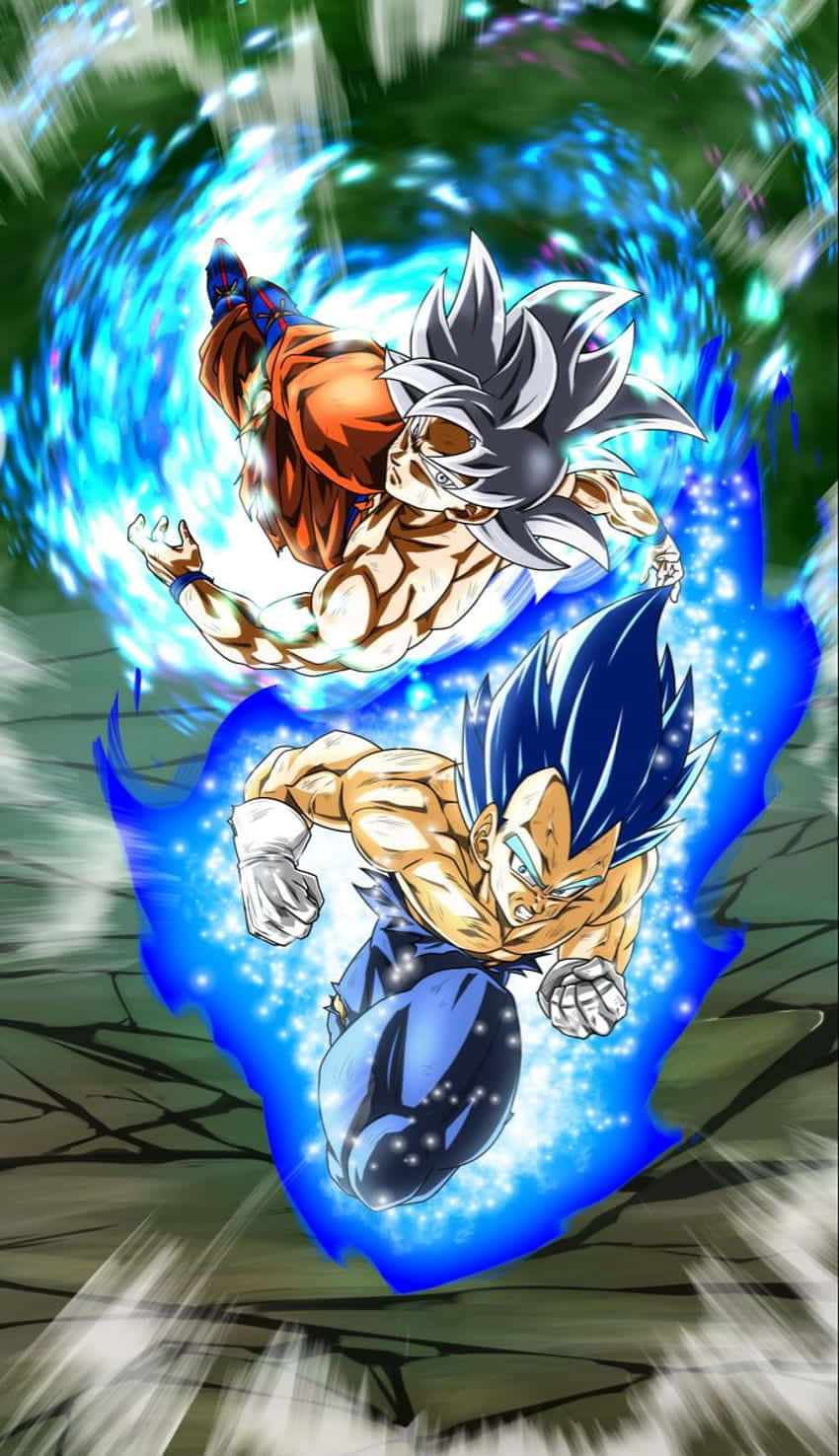 “goku And Vegeta Together, Fighting Valiantly To Protect Earth!” Wallpaper