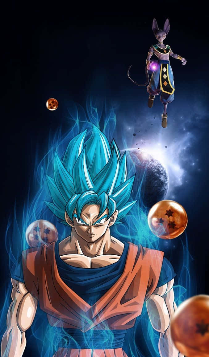 Goku And Vegeta Transforming Into Super Saiyan Blue In Dragon Ball Heroes Wallpaper