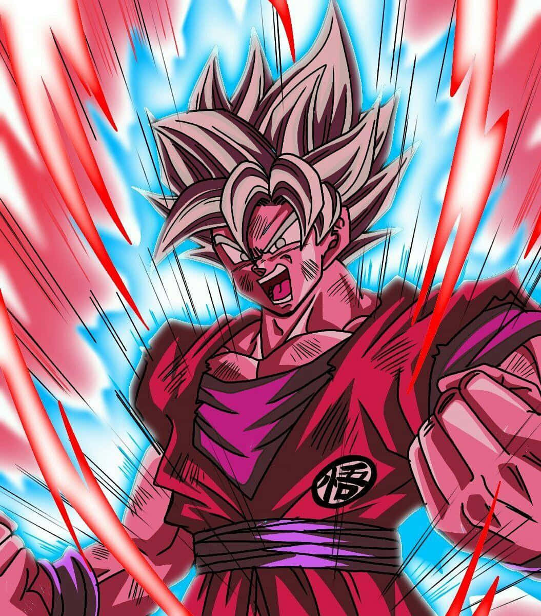 Goku Unleashing His Legendary Kaioken Power Wallpaper