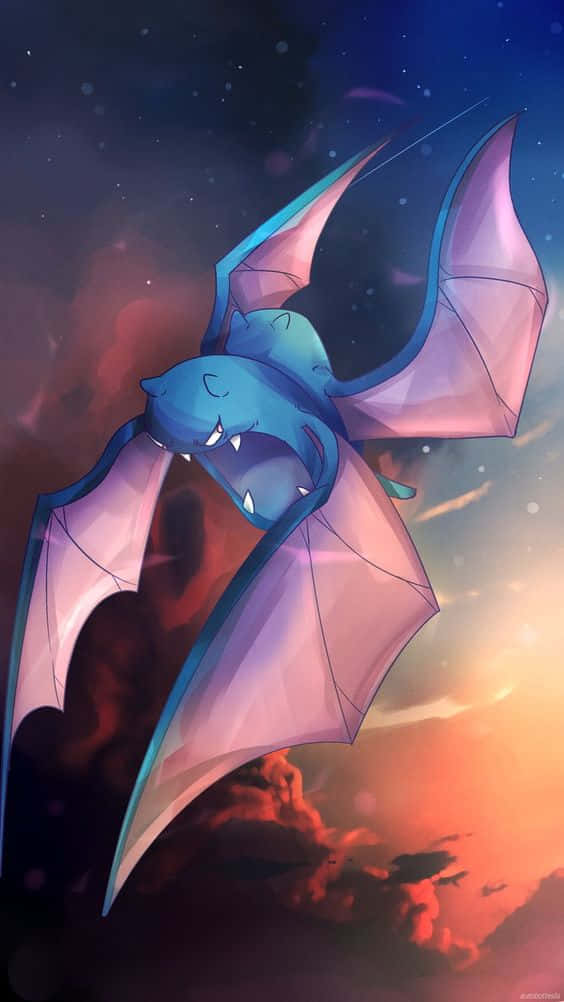 Golbat Artwork Against Sunset Sky Wallpaper