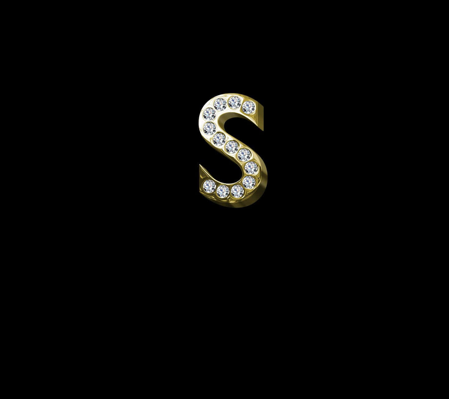 Gold Diamond Letter S Black Background Wallpaper