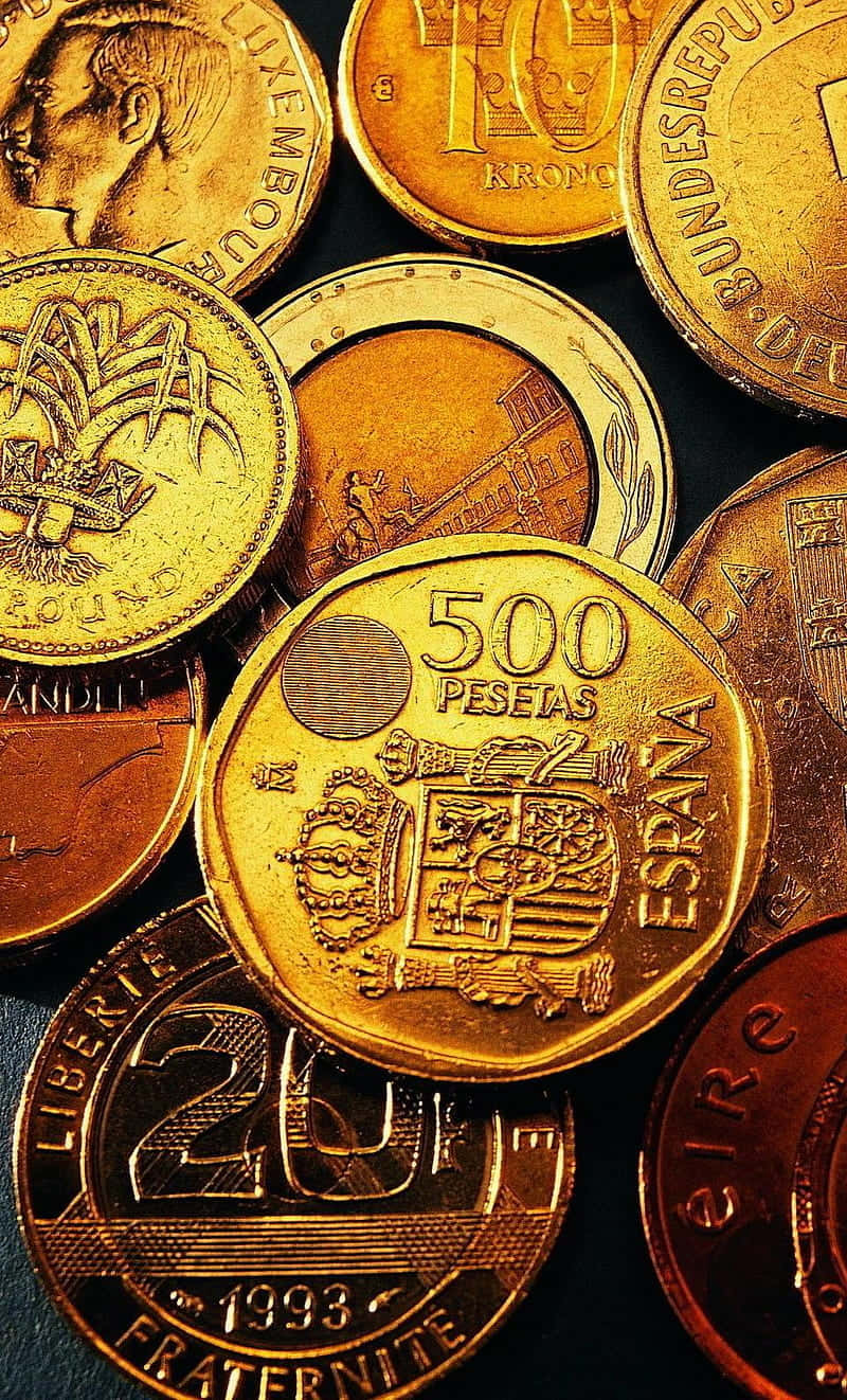 Golden 500 Pesetas Coin Wallpaper