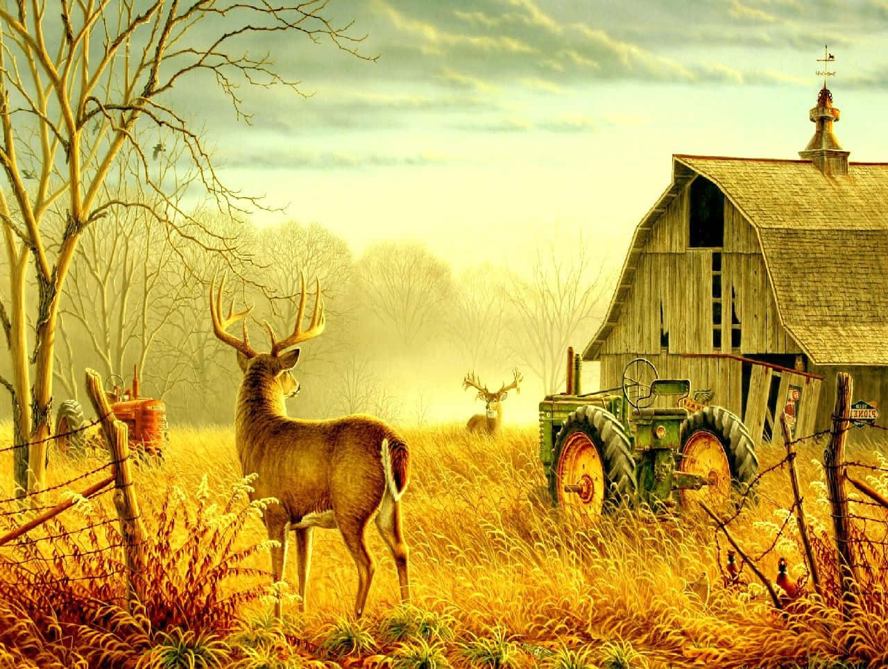 Golden Autumn In The Fall Country Wallpaper