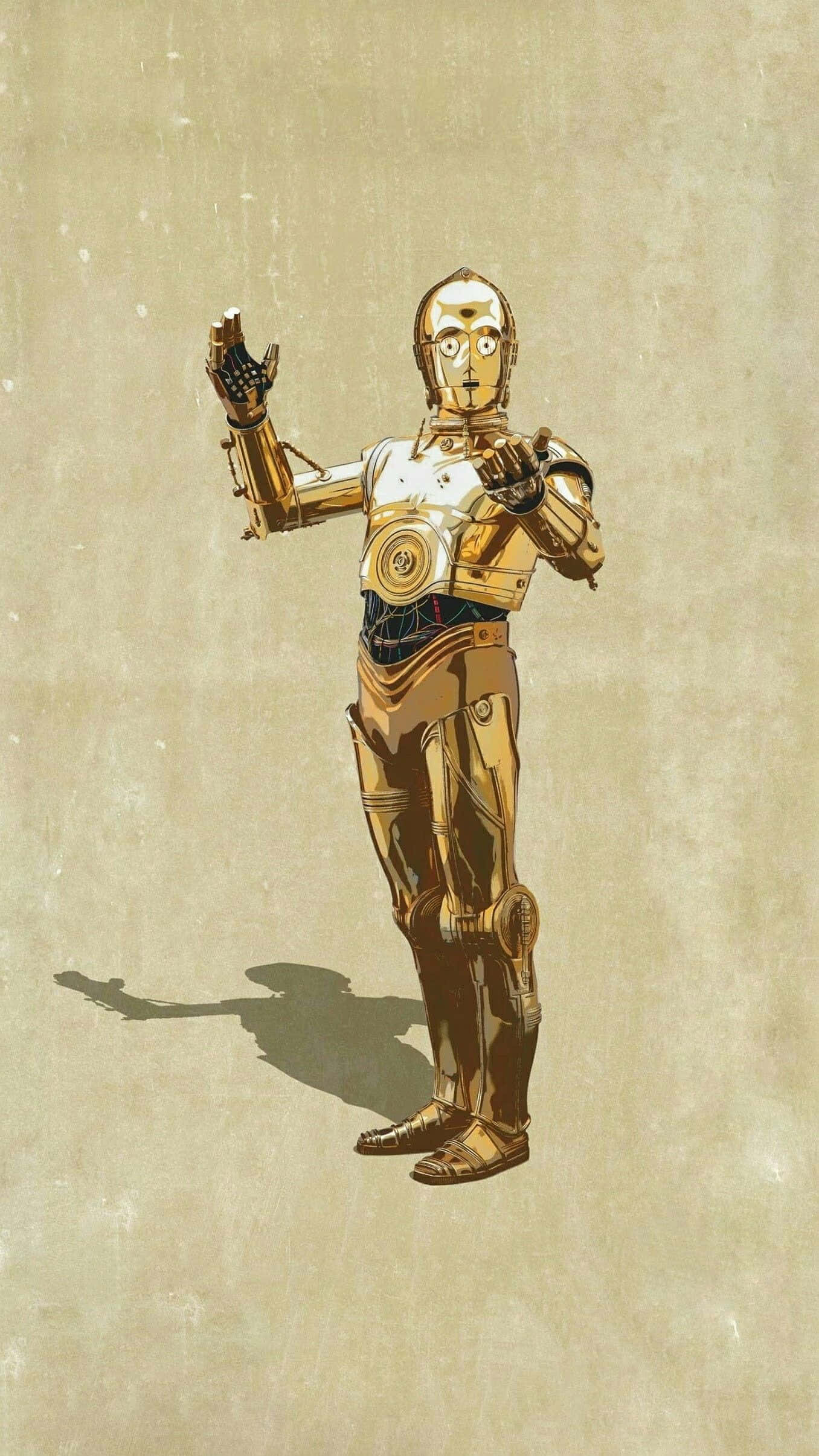 Golden C-3po Stands Tall And Composed Wallpaper