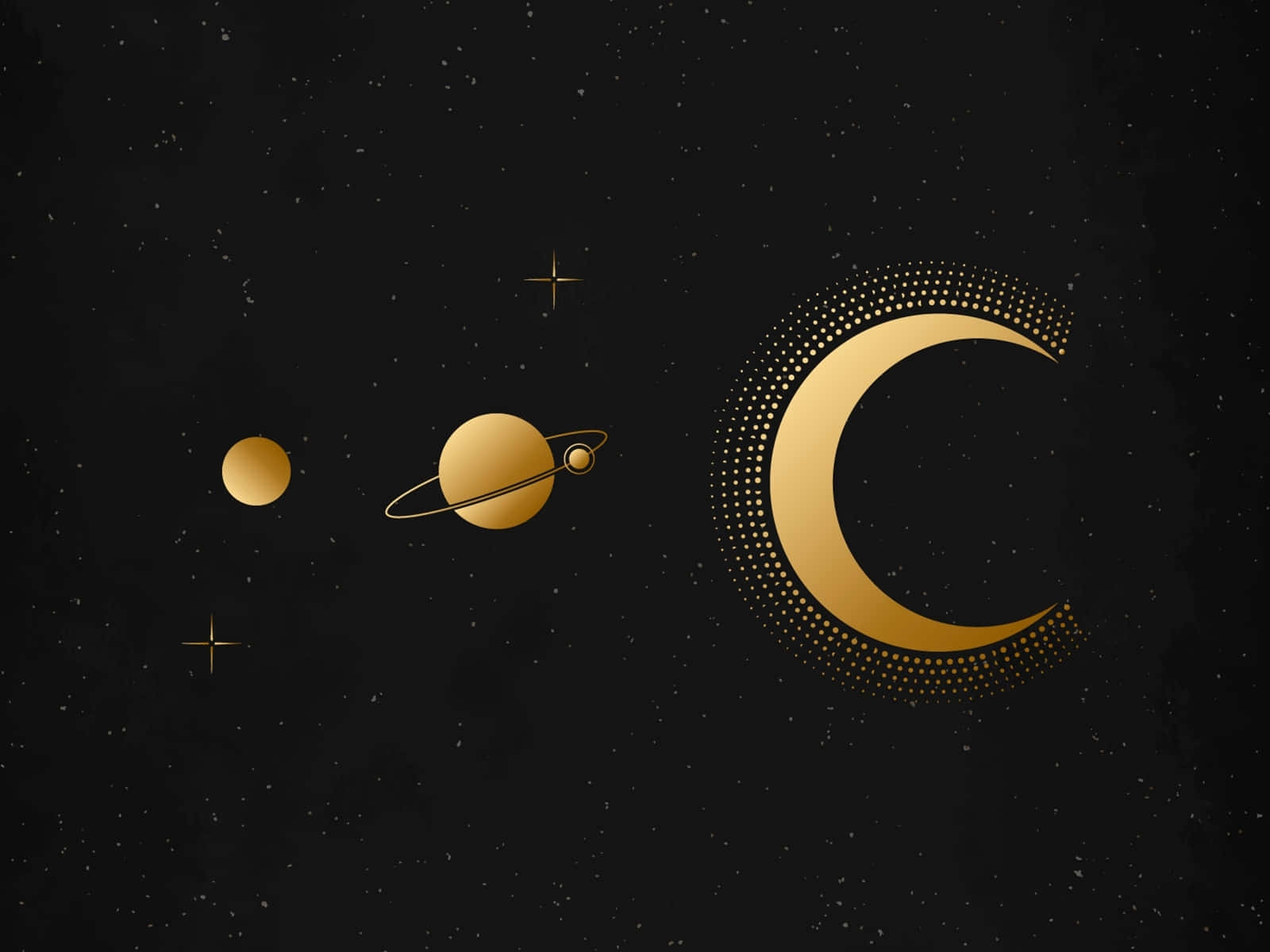 Golden Celestial Bodies Art Wallpaper