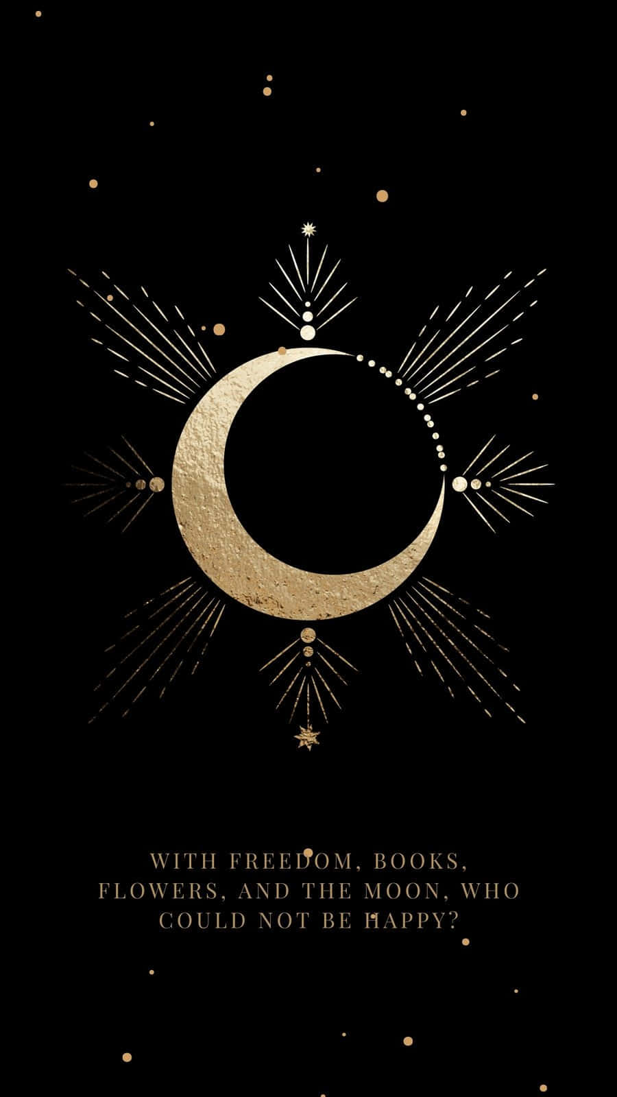 Golden Crescent Moonand Stars Art Wallpaper