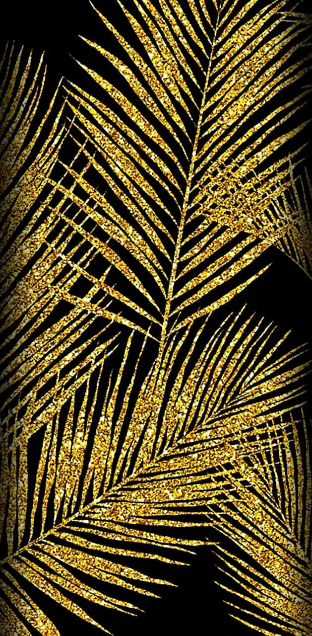 Golden Palm Fronds Artwork Wallpaper