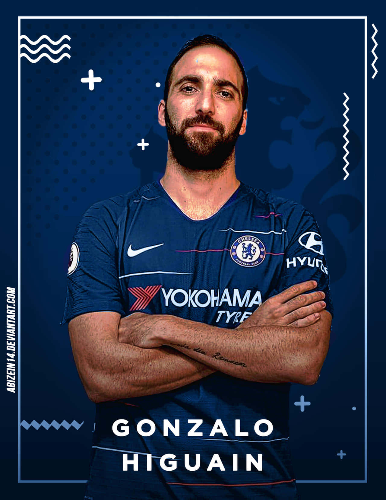 Gonzalo Higuain Chelsea Fc Pose Poster Card Wallpaper