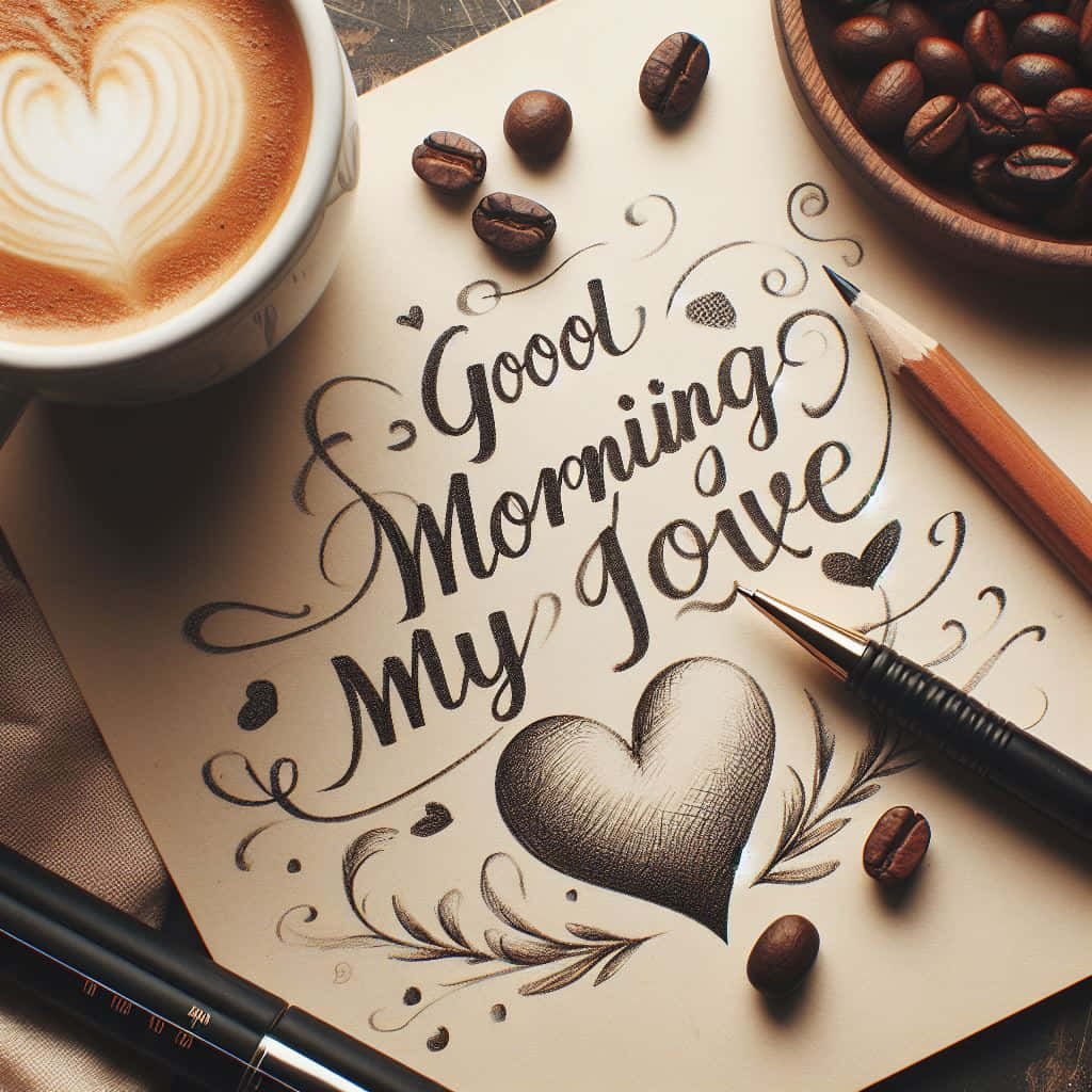 Good Morning My Love Coffee Artand Calligraphy Wallpaper