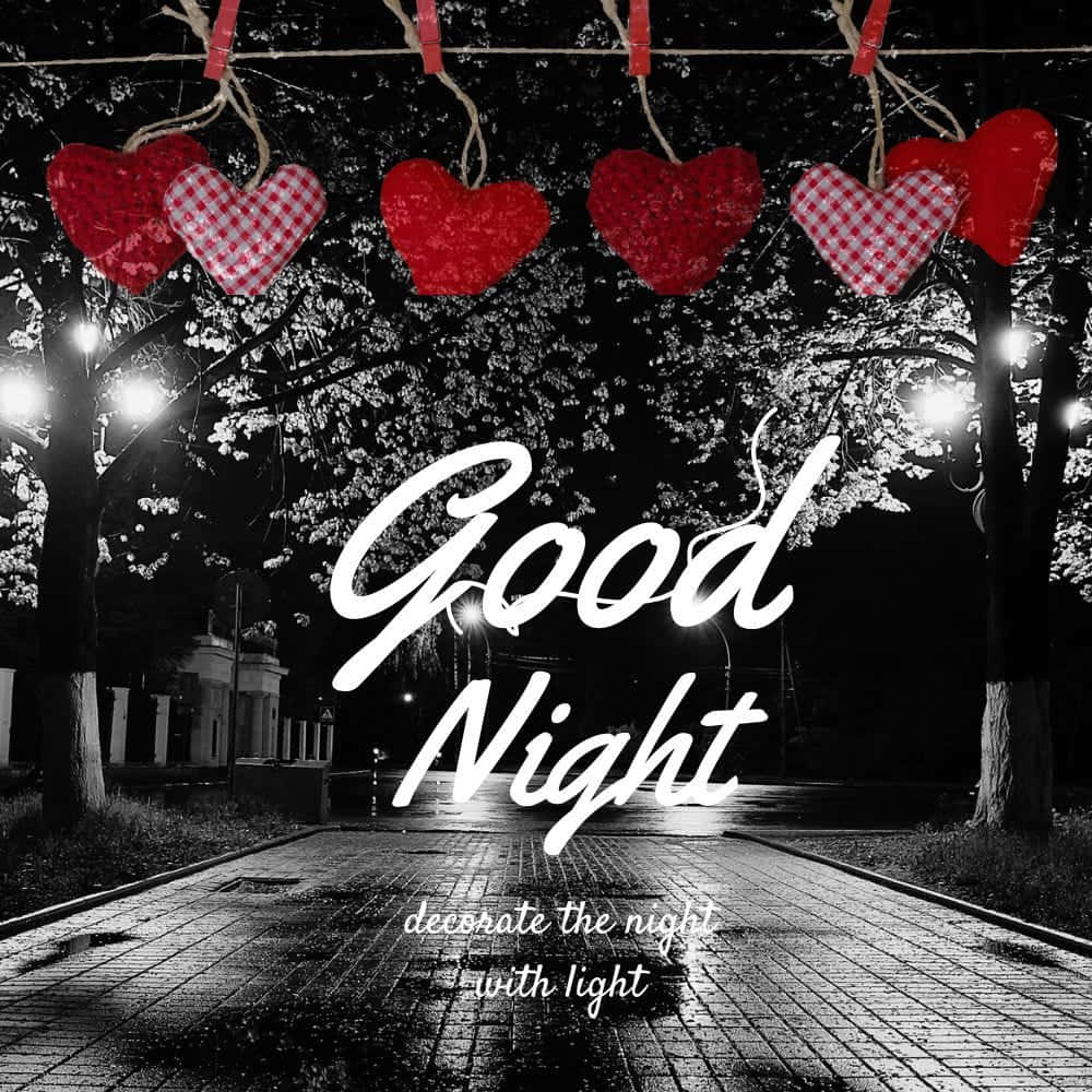 Good Night My Love Heartsand Lights Wallpaper