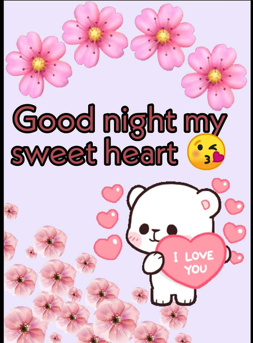 Good Night Sweet Heart Cute Bear Wallpaper