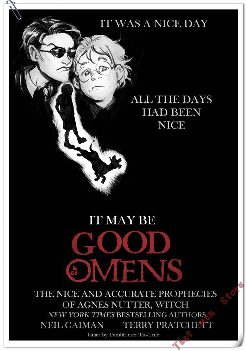 Good Omens Black Fanart Poster Wallpaper