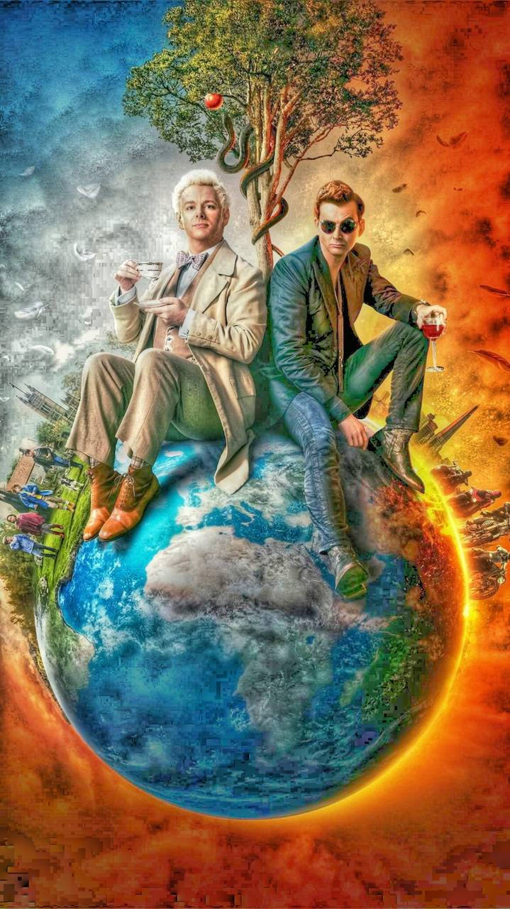 Good Omens High Contrast Poster Art Wallpaper