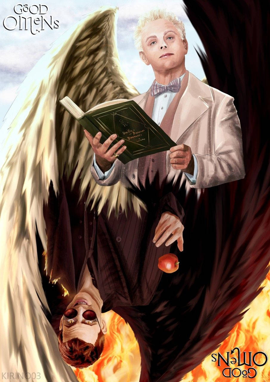 Good Omens Sketch Art Poster Wallpaper