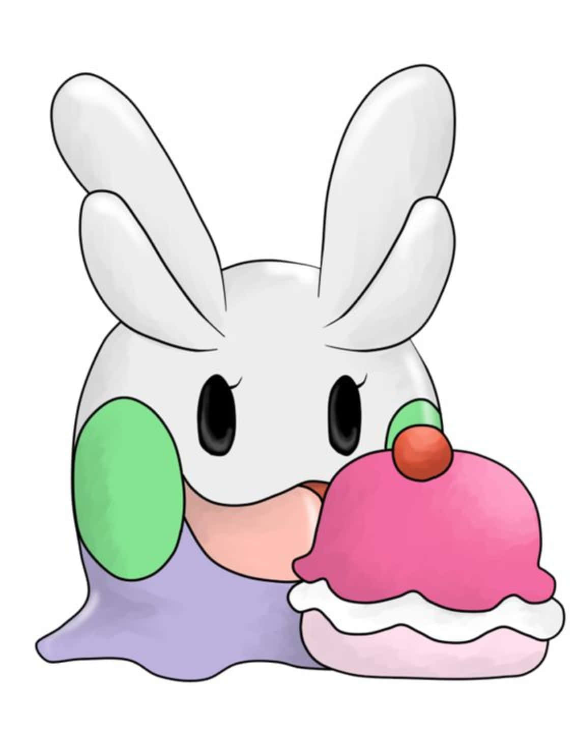 Goomy Eating Dessert Wallpaper