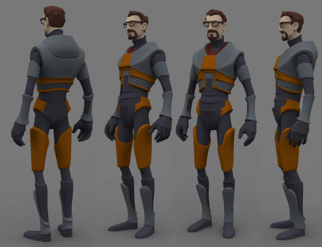 Gordon Freeman In Action With Half-life Characters Wallpaper