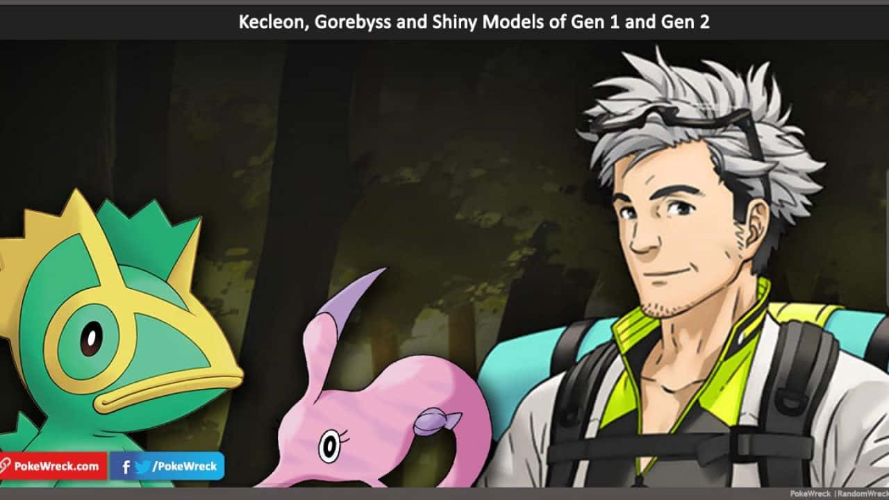 Gorebyss, Kecleon, And Professor Willow Wallpaper