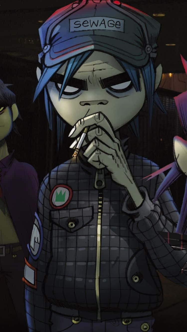 Gorillaz Iphone 2d Smoking A Cigarette Wallpaper