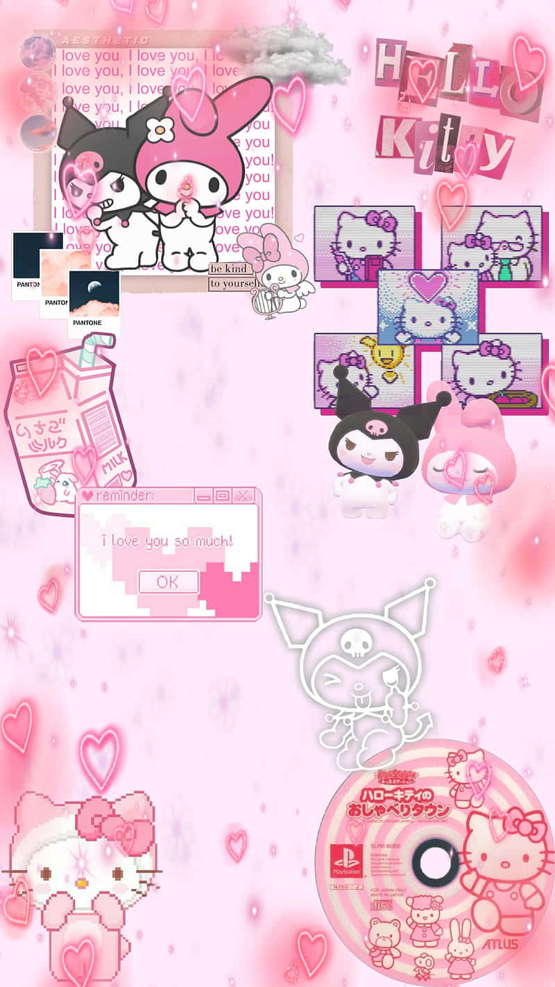 Goth Hello Kitty Collage Aesthetic Wallpaper