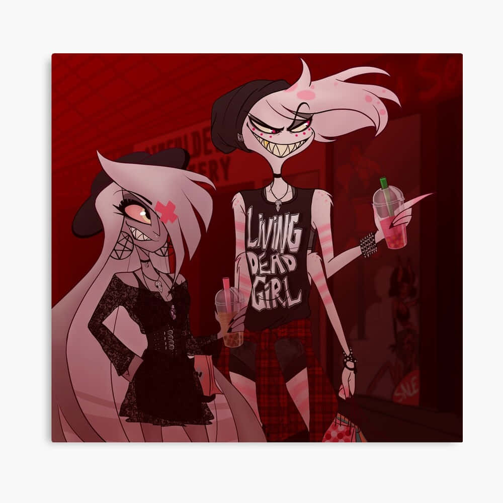 Gothic_ Animated_ Characters_ Drinks Wallpaper