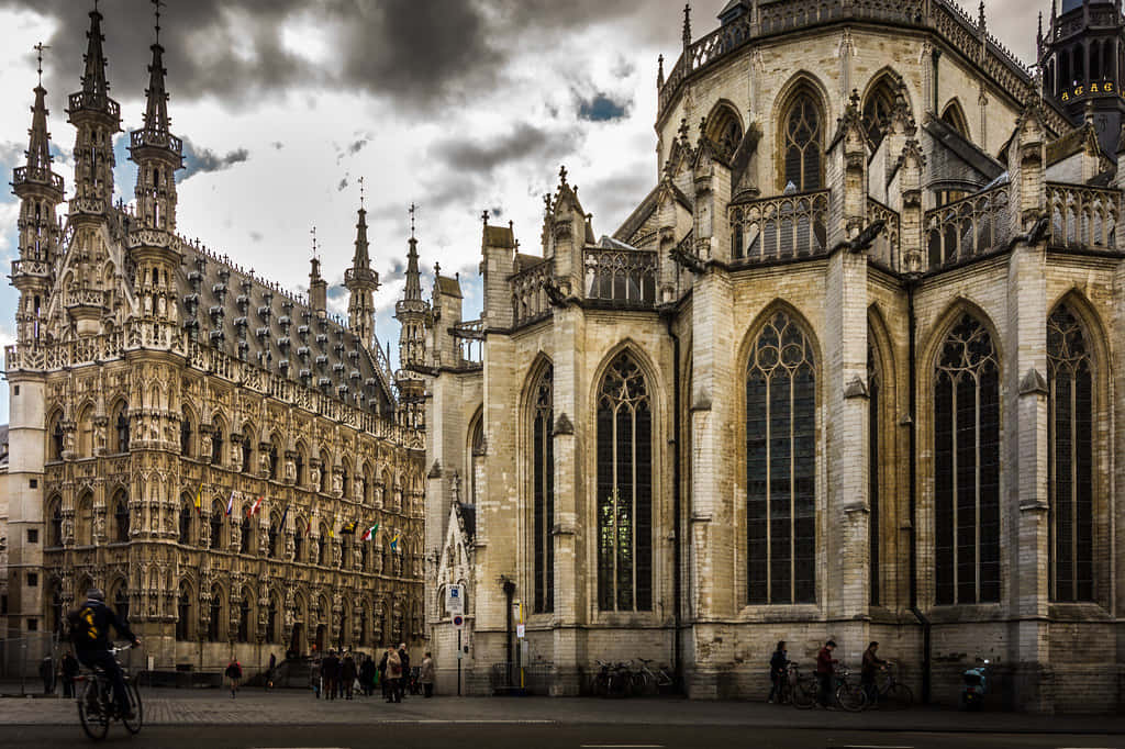 Gothic Cathedral Facade At Dusk Wallpaper