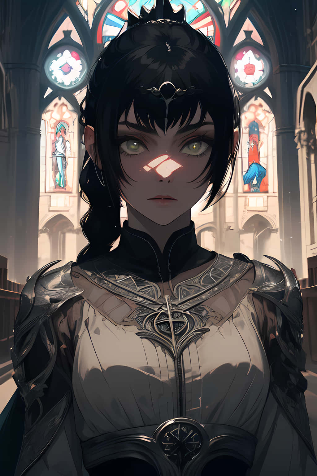 Gothic Cathedral Warrior Maiden Wallpaper