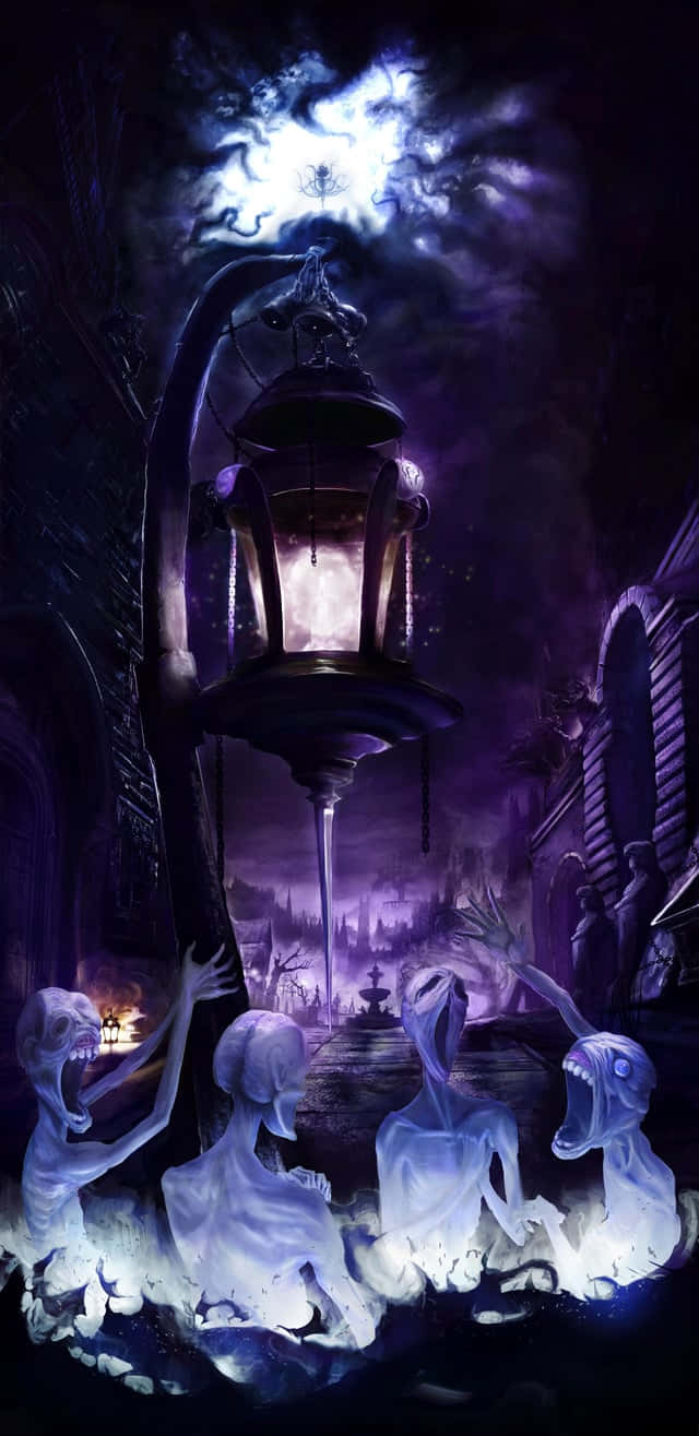 Gothic Lanternand Ghosts Artwork Wallpaper