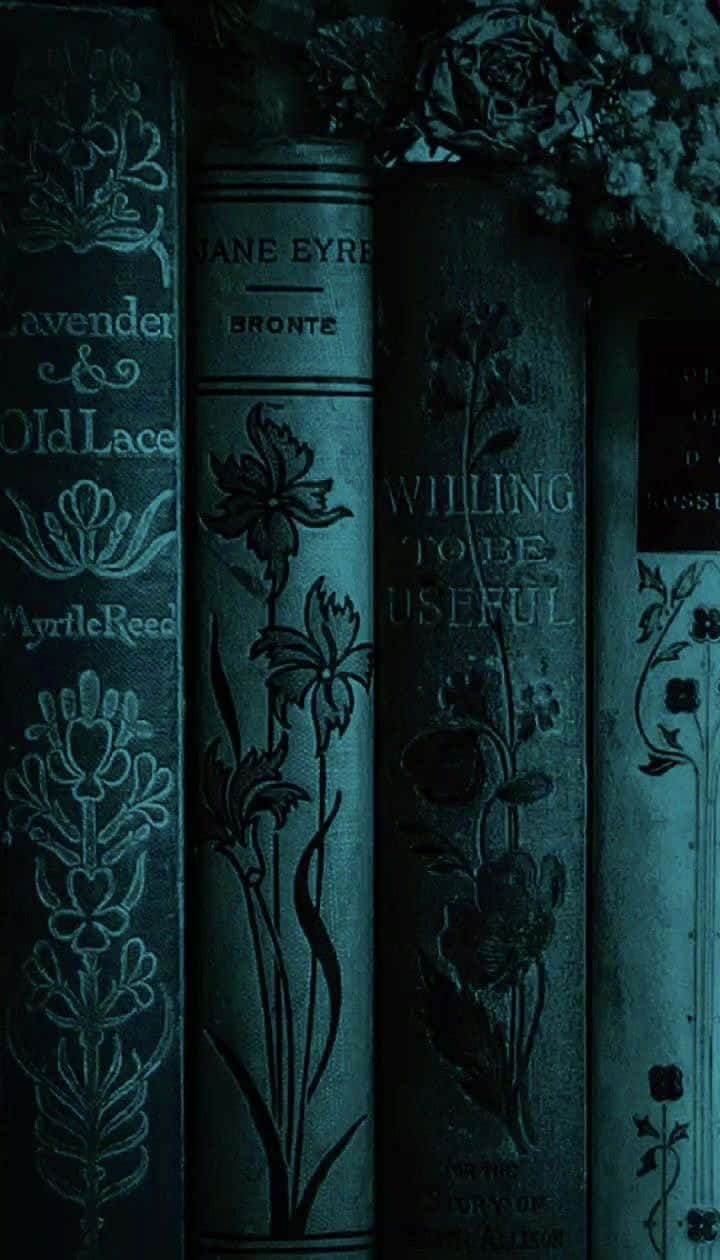 Gothic Vintage Bookshelf Aesthetic Wallpaper